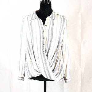 Vintage America Top w Blue Stripe and Lace Back